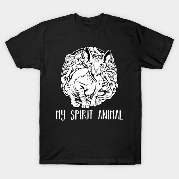 Sphynx Cat - My Spirit Animal - Cute Line-Art Cat T-Shirt by Lumio Gifts